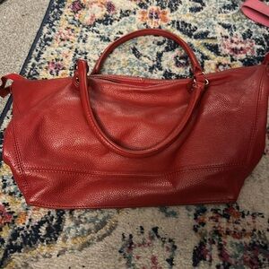 Zenith handbags // bright red genuine leather purse with purple silk-like lining